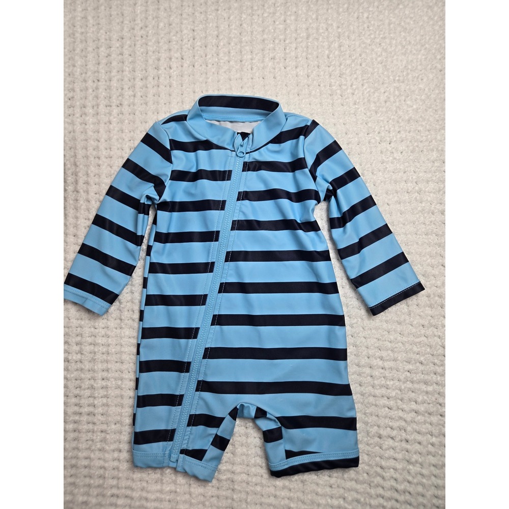 Baby Boy Blue Striped Long Sleeve Rash Guard 3-6M
